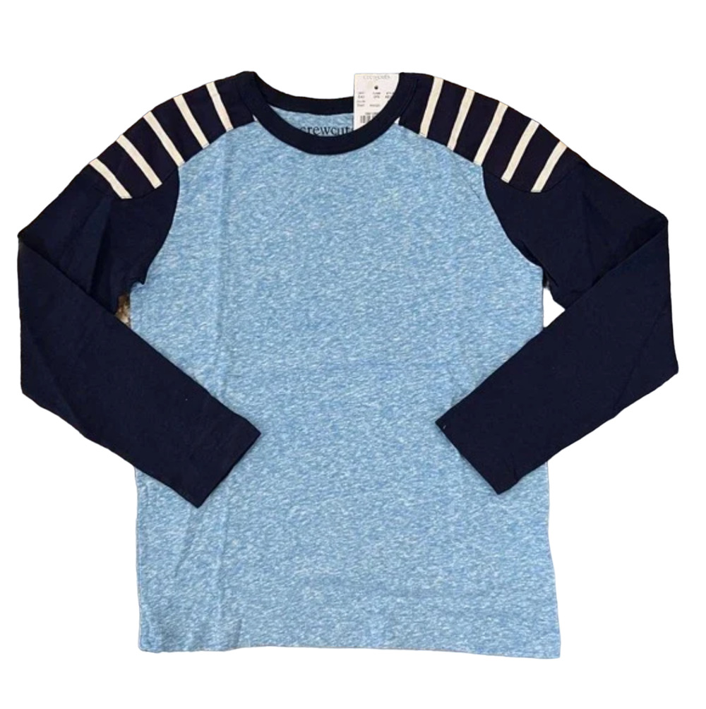 NWT J. Crew Boys' Blue & Navy Long Sleeve "Football" Tee - SIZE 2